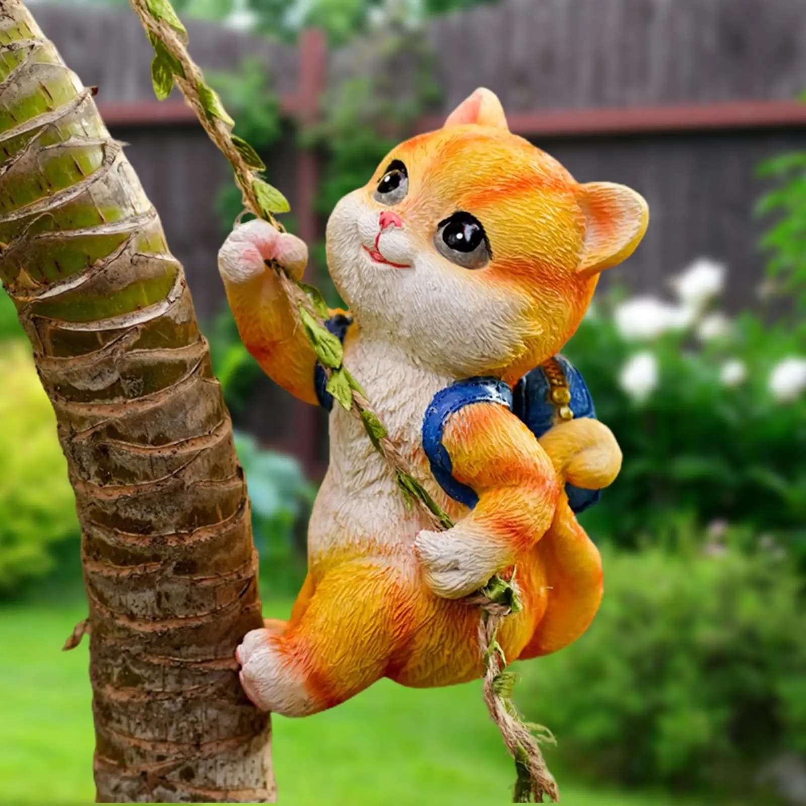Statua di gatto da giardino decorativa divertente creativa decorazione da parete statuetta di gatto da arrampicata per supporto di fiori balcone acquario albero soggiorno