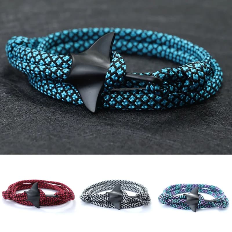 Nuovo braccialetto Manta per uomo Bracciale in corda paracord regolabile a doppio strato Protezione per animali marini Braslet Beach Surfer Gioielli
