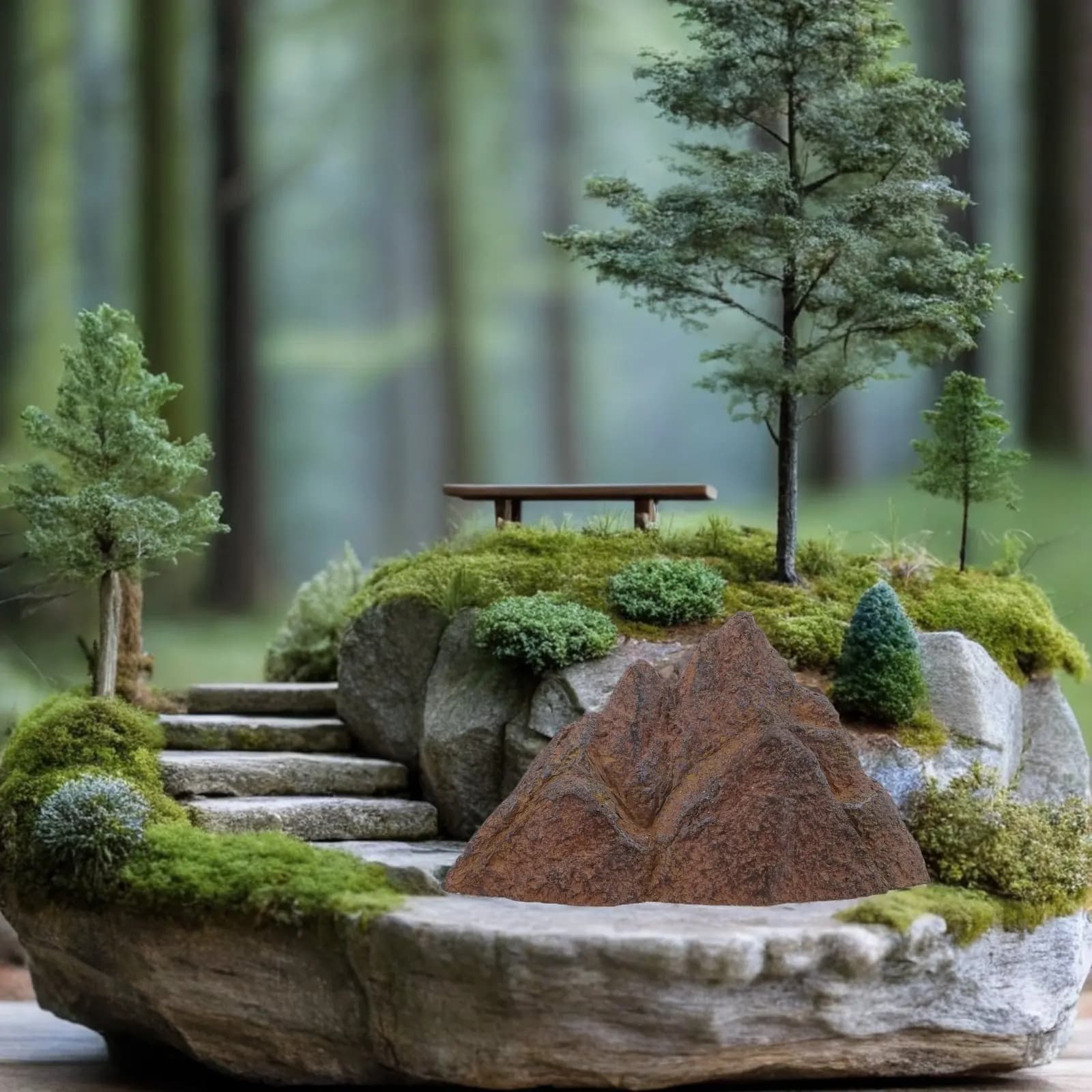 Miniature Bonsai Rockery Decor Small Zen Mountain Ornament for Plant Pot Terrarium Fairy Garden DIY Micro Landscape Desktop