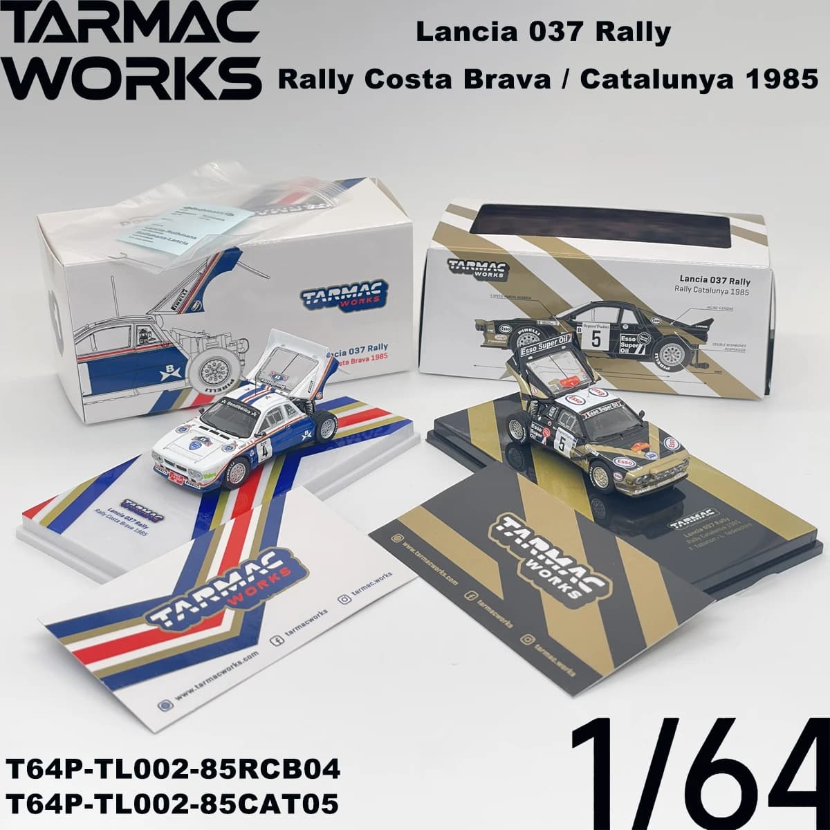 TW T64P‑TL002‑85RCB04 T64P‑TL002‑85CAT05 1:64 Lancia 037 Rally 1985 Costa Brava Catalunya Group B Collectible Model Vehicles