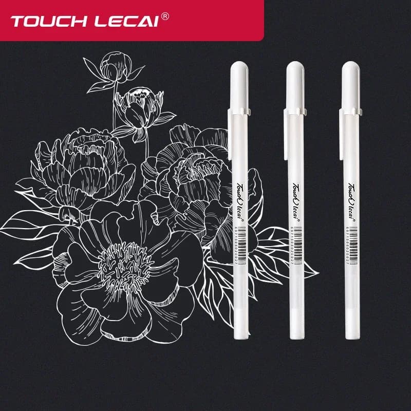 TOUCHLECAI Penna gel color inchiostro bianco oro 0,7 mm Penna unisex carina regalo per bambini Cancelleria per ufficio Pittura Materiale scolastico Marchio artistico