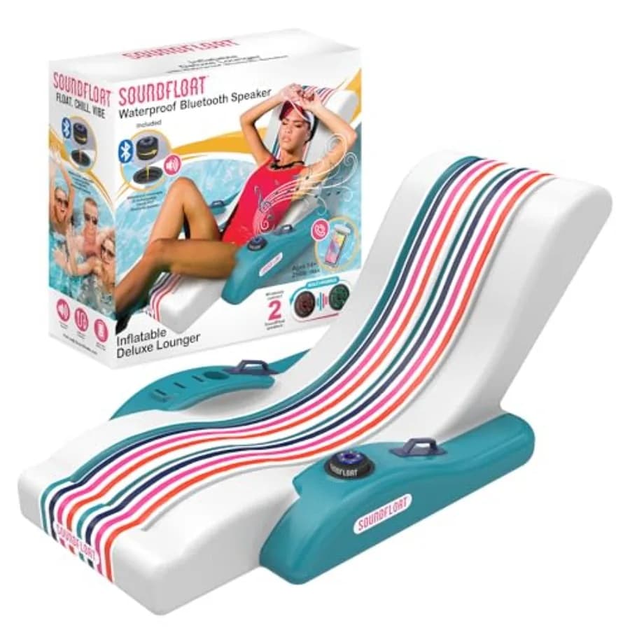 Inflatable Pool Lounger with Bluetooth IPX7 Waterproof Speaker Cup Holder Floating Pool Chair for Adults/ Premium Pool Float fo