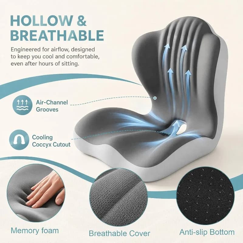 Tailbone Sciatica Pain Relief Orthopedic Pad Lumbar Support Pillow Office Chair Seat Cushion Ergonomic Memory Foam Seat Cushion