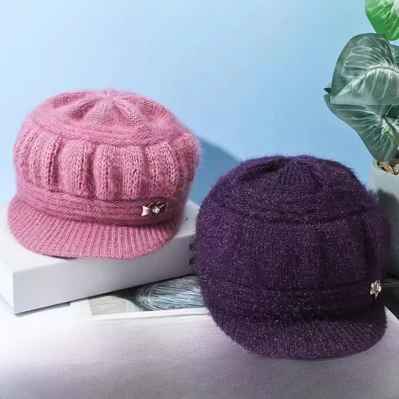 Hot Beanie Hat Maglia, Casual Wool Cap for Elders, Winter Autumn Fashion Accessories, Tesa Corta Style and Round Top