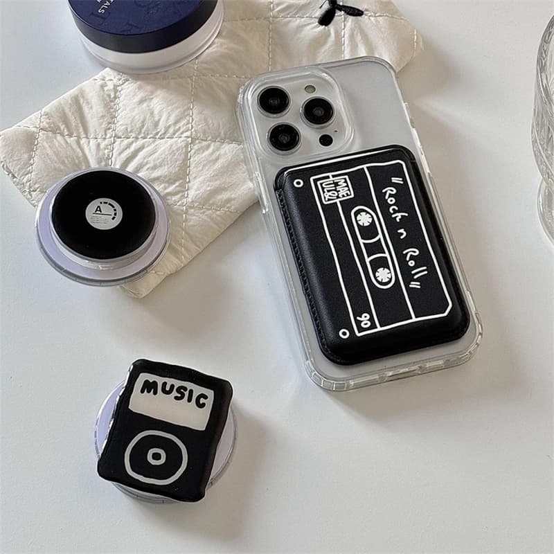 Walkman coreano carino per telefono magnetico Magsafe Griptok Grip Tok supporto per iPhone 15 anello di supporto per custodia di ricarica wireless pieghevole