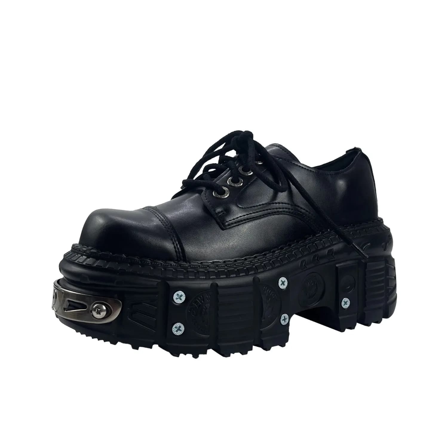 Unisex Punk Metal Decor Platform Chunky Sole Cosplay Leather Shoes For Gothic Street Club Daily Casual Outfit For Men Women