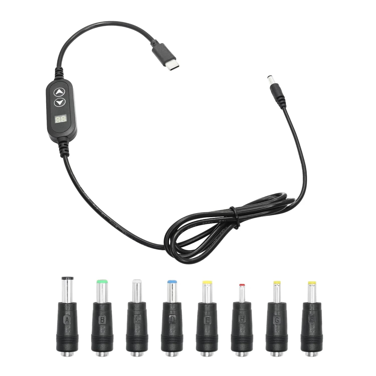 USB C To DC Adapter Cable 5V/9V/12V/15V/20V Boost Line Adjust Voltage Boost Converter Cable With 8 DC Adapters