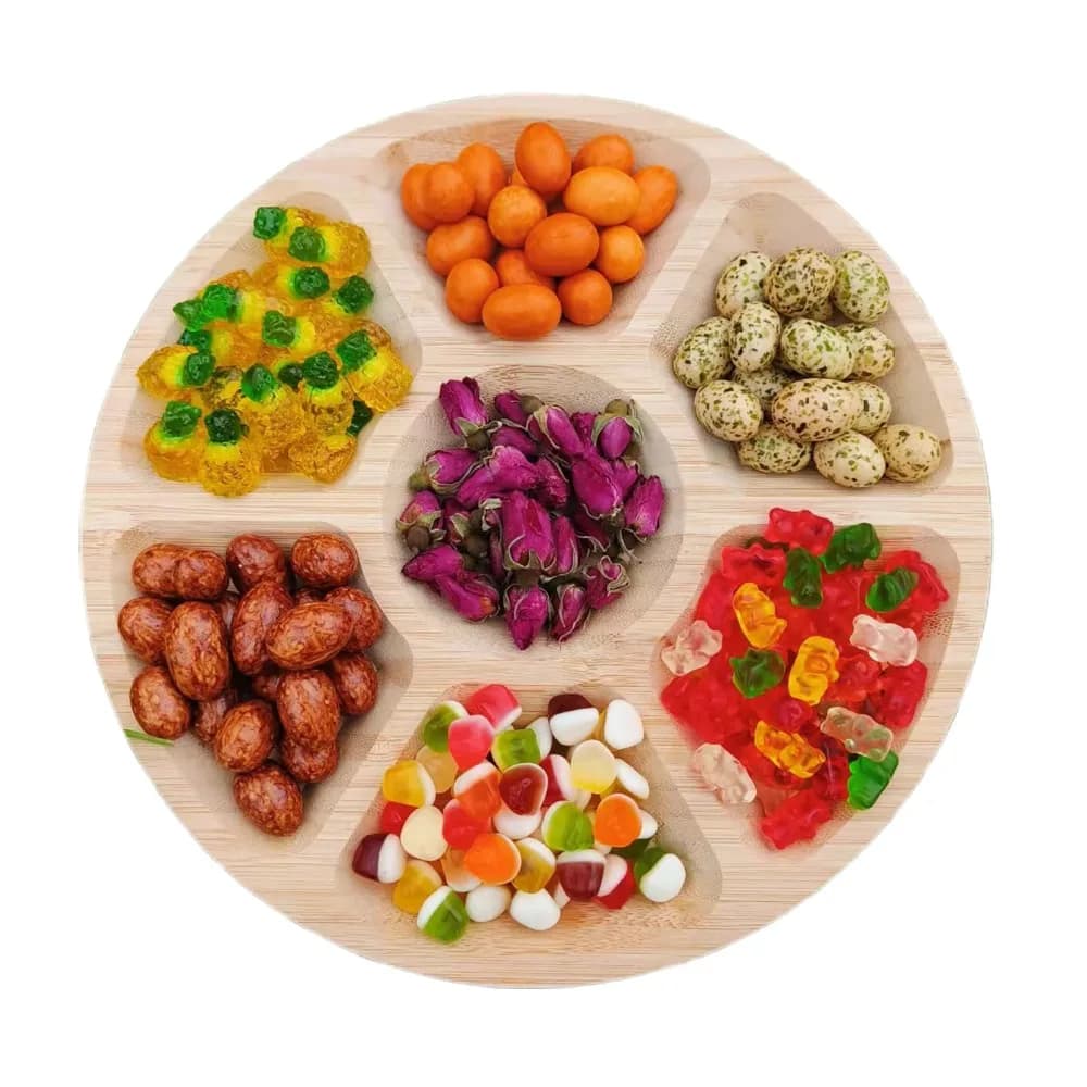 Light‑weight Bamboos Tea Tray Burr‑free Shallow Raised Edge Serving Plate Round Thickened Storage Tray Cake Placement