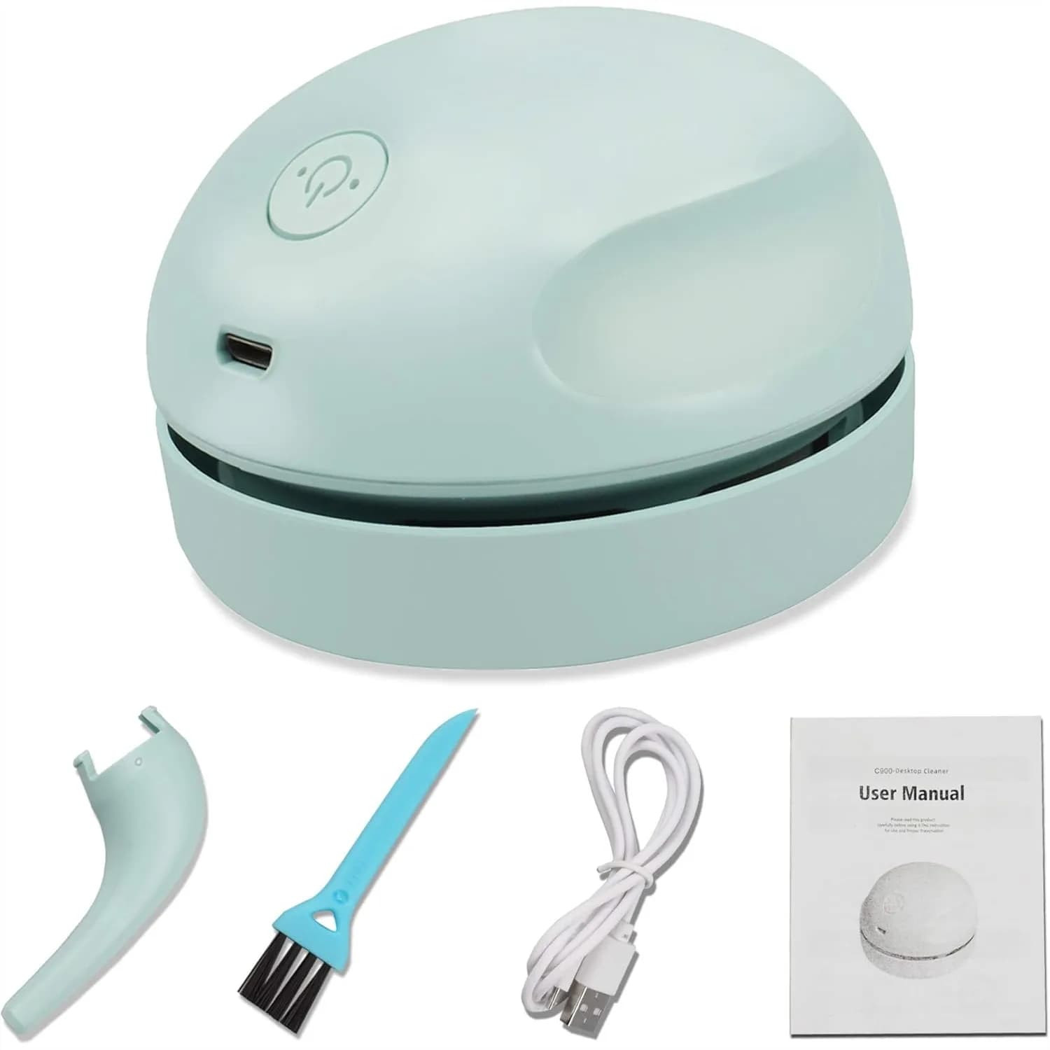 Aspirapolvere da Tavolo con Ricarica USB, Ugello e Spazzola Staccabili per Polvere e Briciole su Pianoforte, Computer, Auto - Mini Portatile