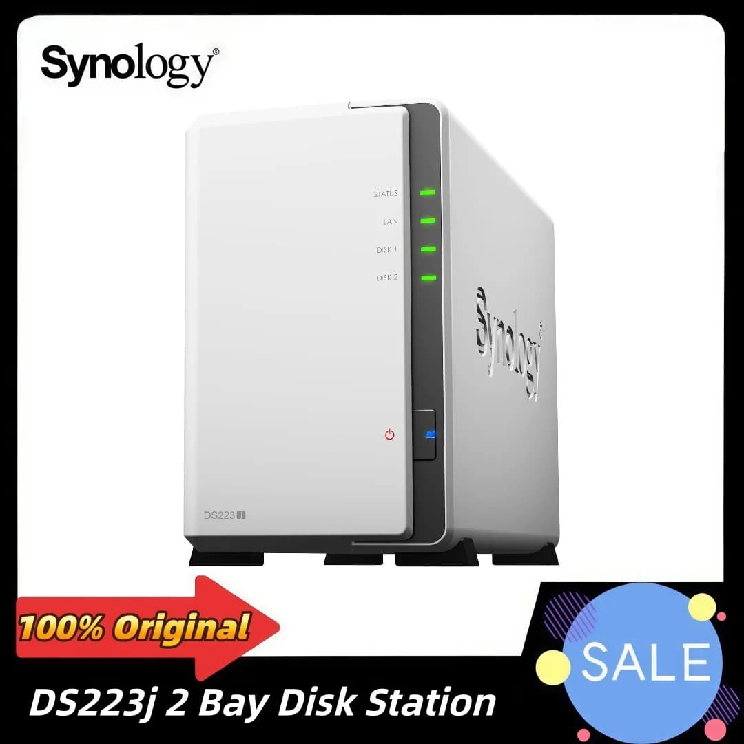 Synology DS223j Server di archiviazione cloud di rete NAS DiskStation a 2 alloggiamenti DiskStation SATA 6Gb/s RAID 1xGbE Memoria NAS (senza disco)