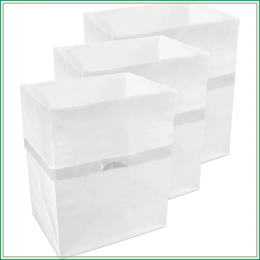 Clean Cubes 4 Gallon Disposable Pop-Up Trash Cans (3-Pack) with Fitted Bags – Foldable Garbage & Recycling Bins for Parties, Events & Kitchen (White, 12" H x 10" W x 8" D)