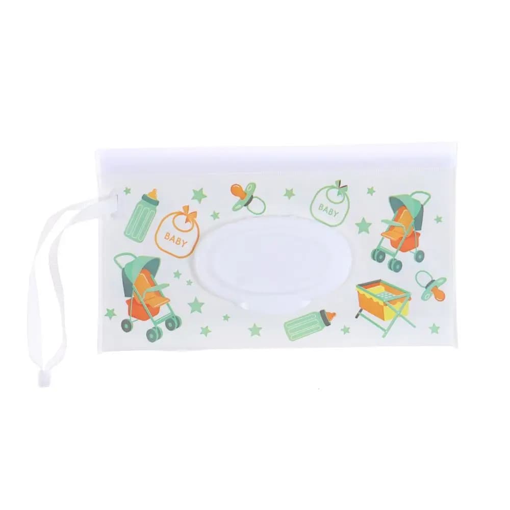 Utili accessori per passeggino Borsa per salviette umidificate Custodia cosmetica portatile con cinturino a scatto Scatola per fazzoletti con coperchio ribaltabile