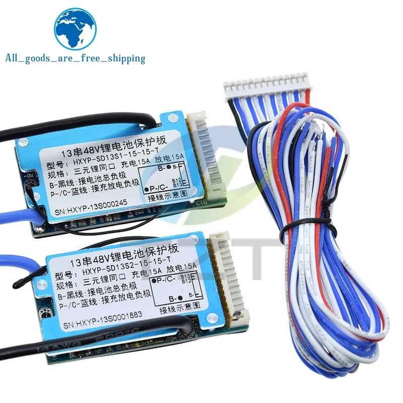 TZT BMS 13S 15A 48V Lmo Ternario Li-Ion Al Litio 18650 Bordo di Protezione Della Carica Della Batteria Con Dissipatore di Calore NTC Protezione da Sovratemperatura