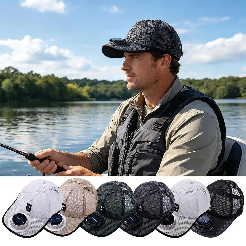 Solar USB Charging Fan Baseball Hat Breathable Mesh Sun Block Outdoor Sunhat UV Protection Summer Fishing Cap For Men Women