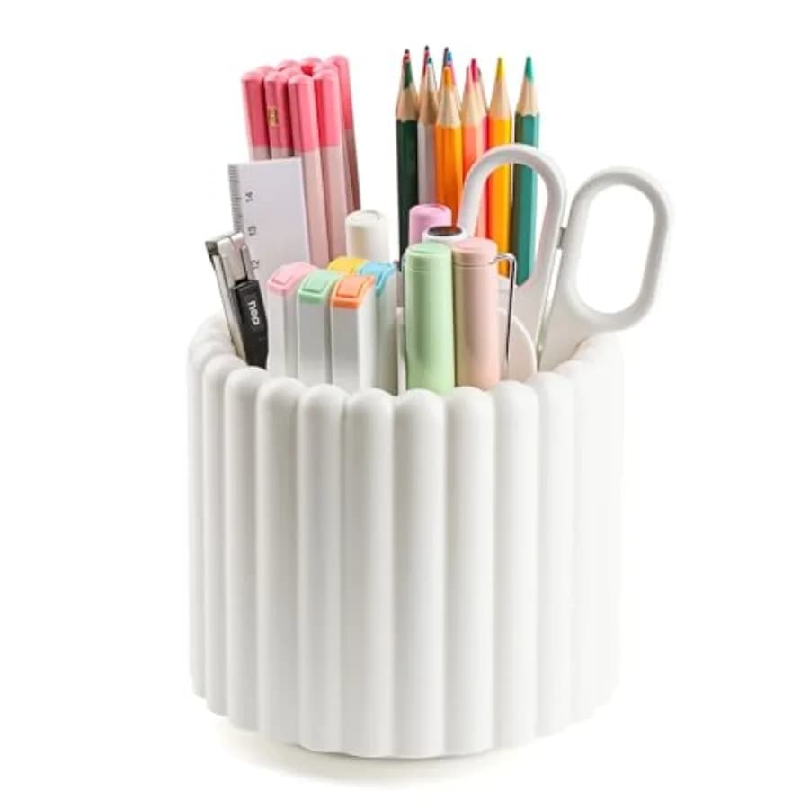Desk Organizer, 360° Rotating Pen Holder for Desk, Pencil Cup with 7 Compartments Storage Box Caddy for,Office, School, Home
