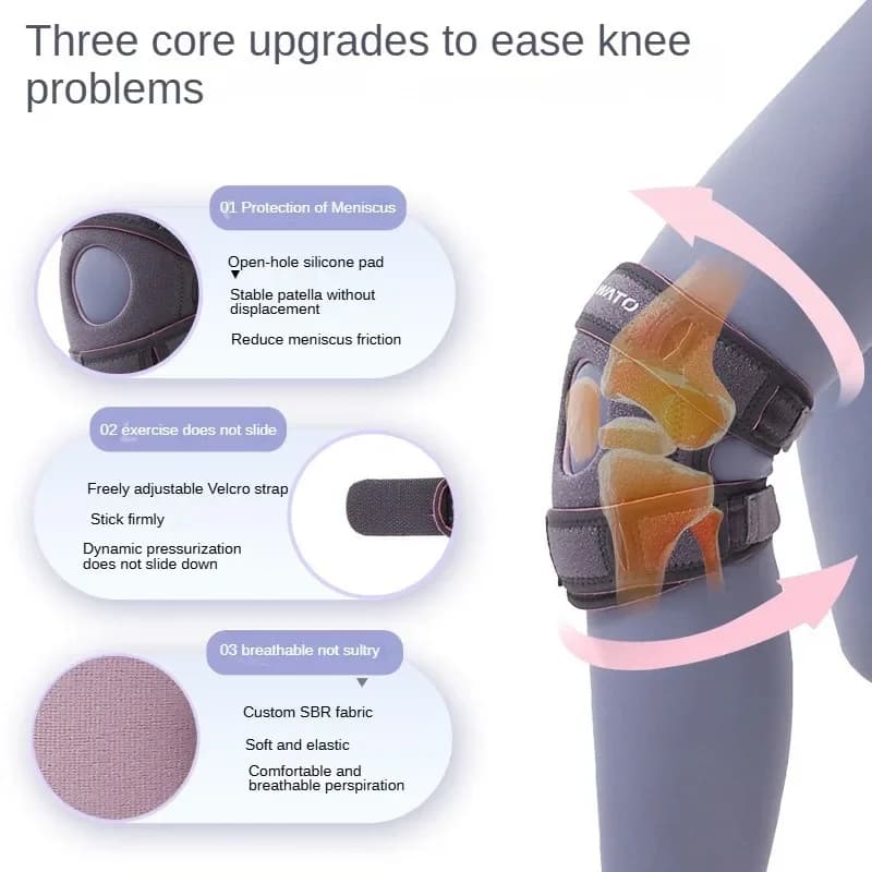 Ginocchiere per alleviare il dolore Maniche di compressione con cuscinetto in gel rotuleo Stabilizzatori laterali Supporto per ginocchio per strappo di menisco