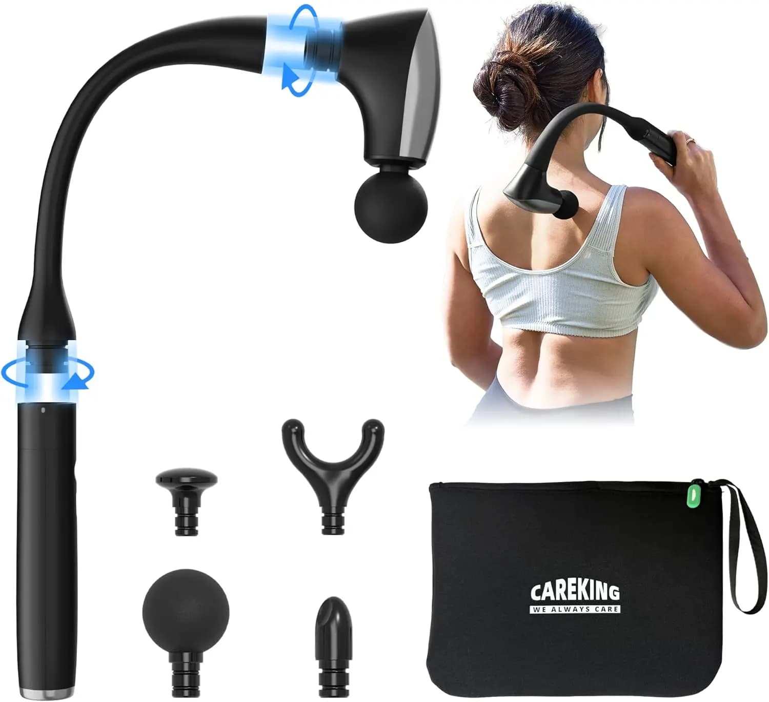 Deep Massage Gun 2-in-1 Stable with Extensible Handle to relieve Pain, Collo and Spalle