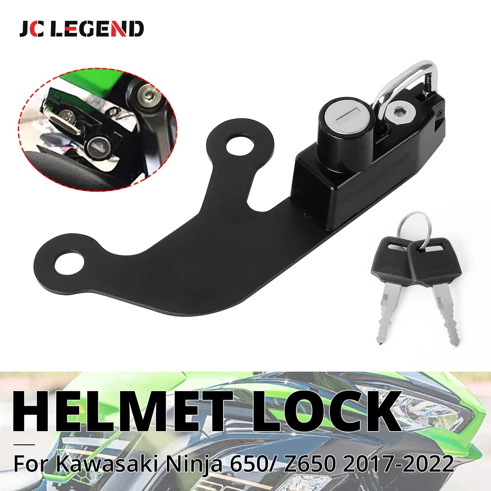 Casco moto Blocco antifurto con 2 chiavi Kit adatto per Kawasaki Ninja 650 Z650 2017 2018 2019 2020 2021 2022 2023