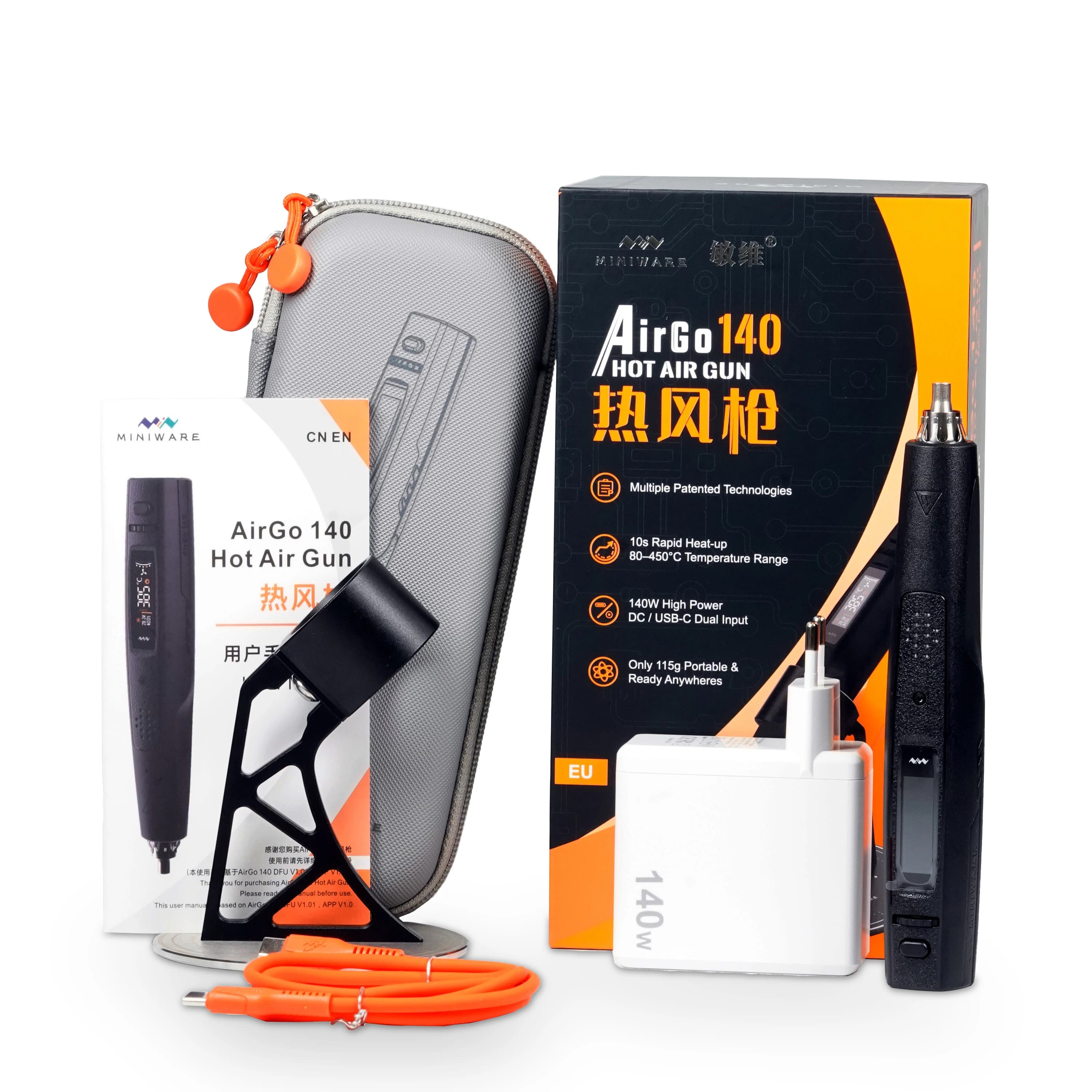 MINIWARE AirGo 140 Hot Air Gun Intelligence Variable Temperature Control Heat Gun 80-450℃ New