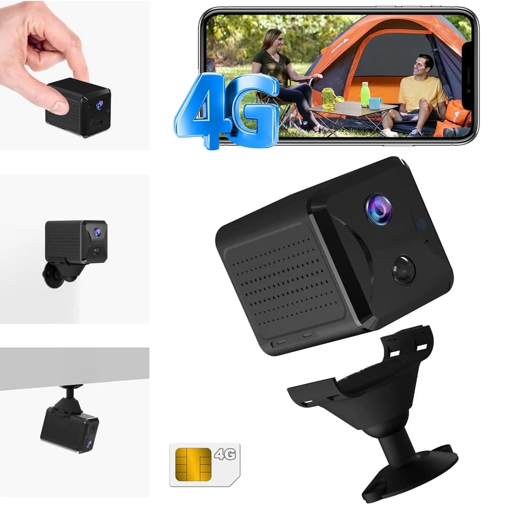 Mini 4G Security Camera with SIM Card 5200mAh Battery 1080P HD Car Security Camera Indoor Night Vision Motion Detection Alert