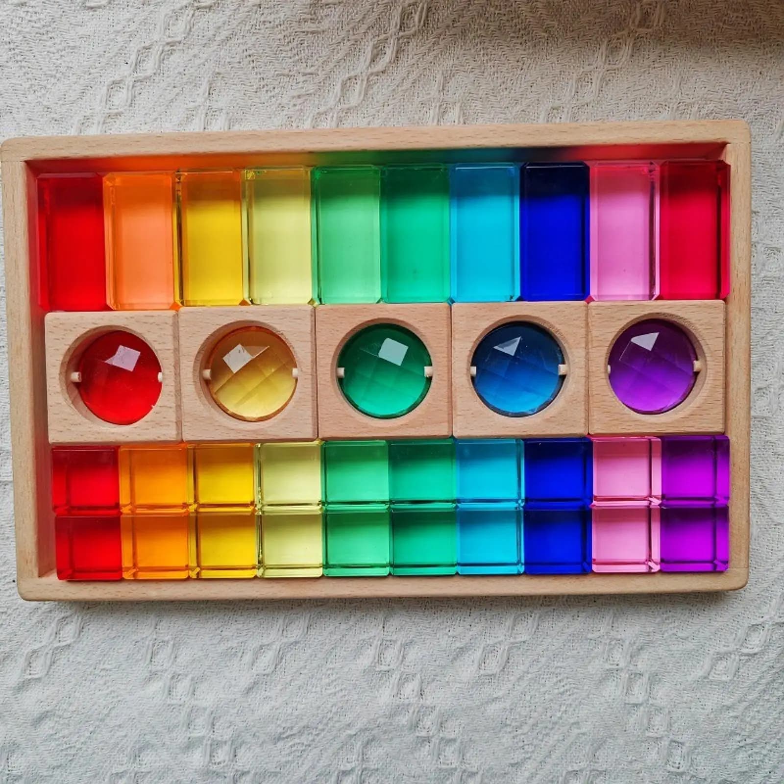 Blocchi Impilabili in Acrilico GEM, Giocattolo Sensoriale Traslucido e Colorato per Costruzioni
