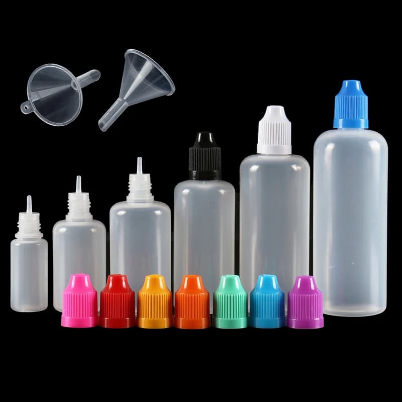 5 pieces 3 ml-120 ml LDPE empty plastic dropper bottles compressible long tip and thin reusable containers for liquid ink eyes for water painting