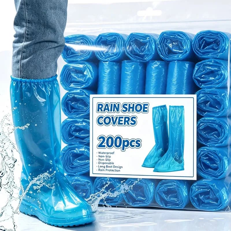 Durable Long Disposable Shoe Covers Unisex Waterproof Non Slip Rain Boots Outdoor Hiking Camping Travel Rainy Elastic Top