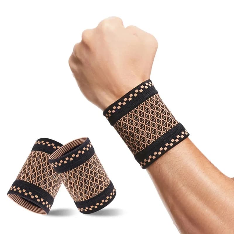 1 paio di protezioni per il polso in rame, supporto professionale per polso per sport e fitness, protezione per il polso, fascia elastica a compressione in maglia