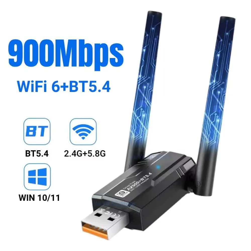 900Mbps USB WiFi Adapter Dual Band Bluetooth 5.4 2 In 1 Wi-Fi 6 Dongle Wireless Receiver For PC/Laptop Driver Free For Win10/11