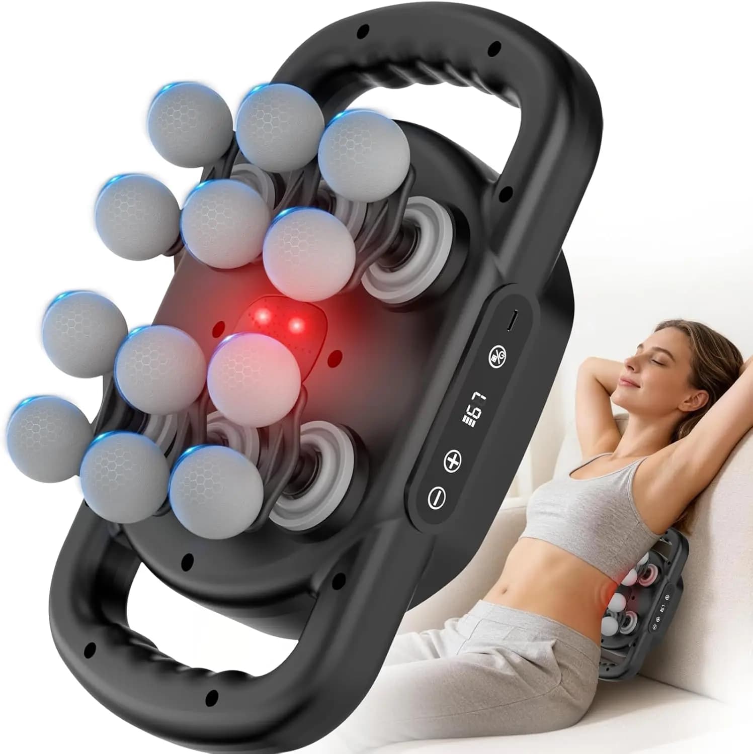12 Head Massage Gun Deep Tissue, Cordless Percussion Massager 9 Levels 9 Modes for Full Body Pain Relief