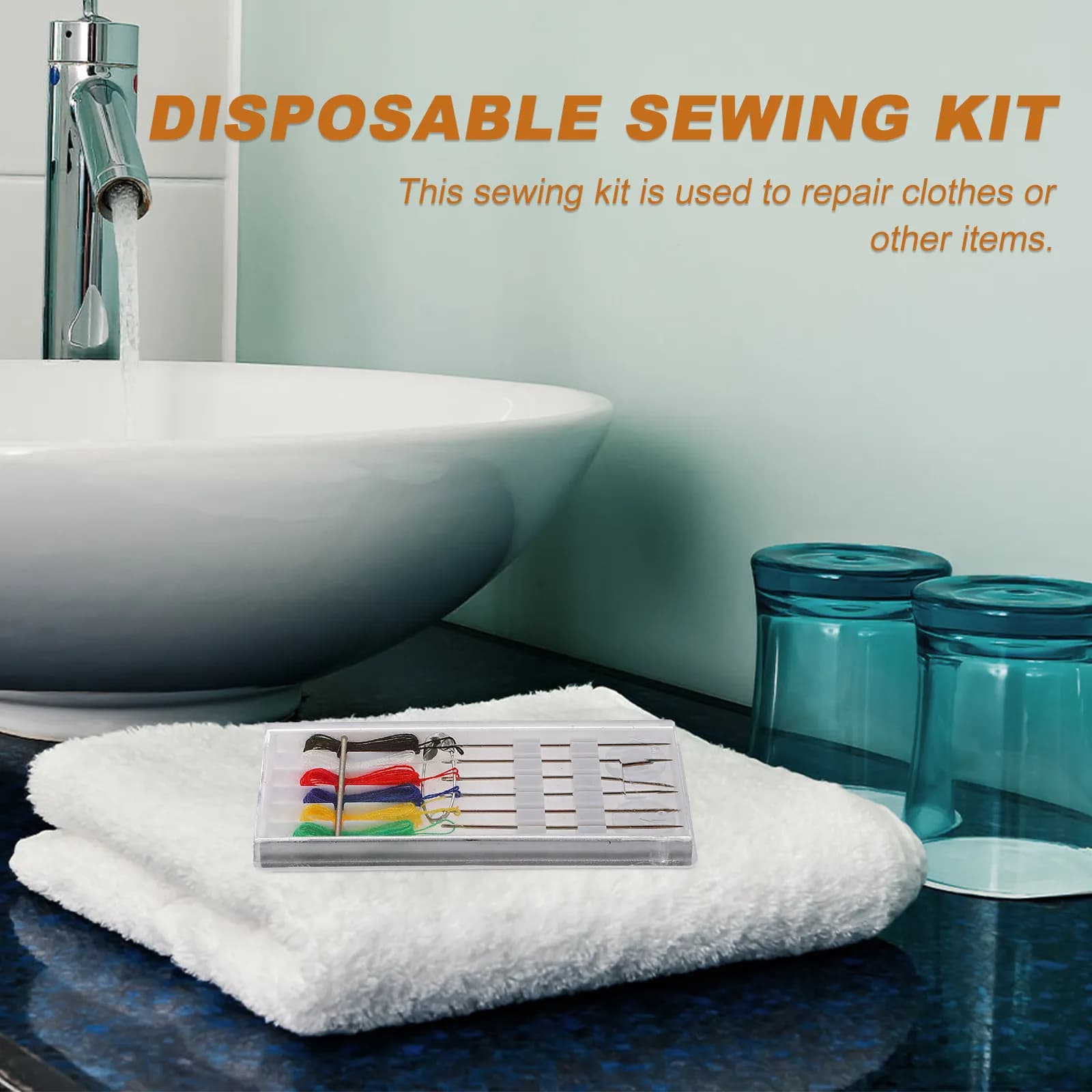 10 Scatole Kit da Cucito Monouso Portatile, Set Base per Cucito a Mano con Aghi e Fili, Accessori per Riparazioni da Viaggio e Hotel