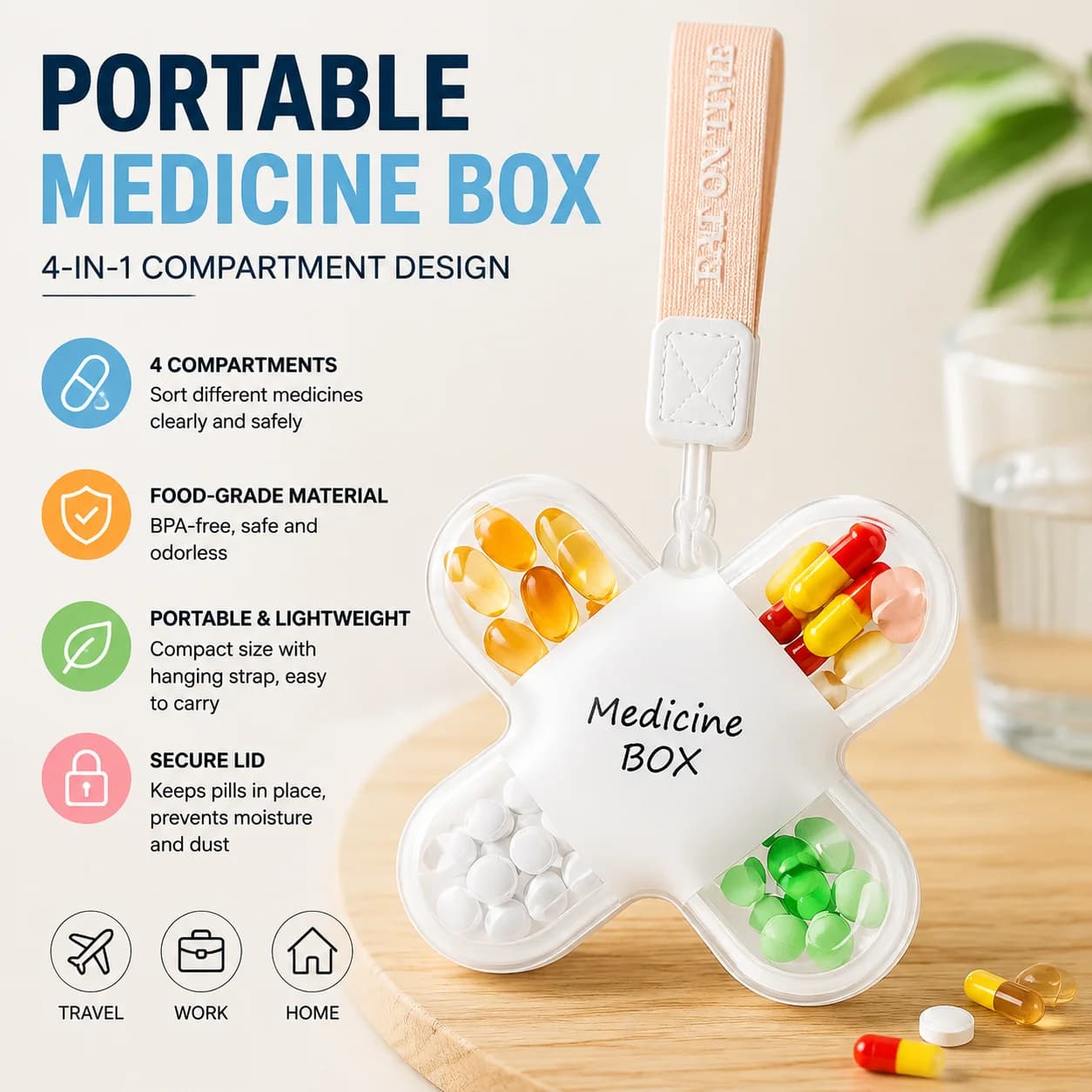 Portable Mini Medicine Box, Moisture‑Proof Dustproof Sealed Pill Storage Travel Case 1/2/3Pcs