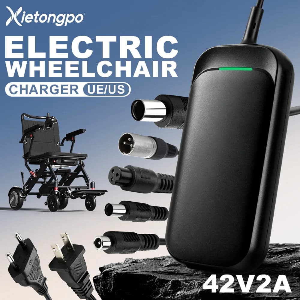 42V 2A Lithium Battery Charger For 10S 36V Electric Wheelchair Smart CC CV Fast Charge Auto Stop US Plug Motorized Mobility Scooter Power Chair Medical Device Safe Reliable Power Supply Adapter Heavy Duty Folding Wheelchair Accessories Parts