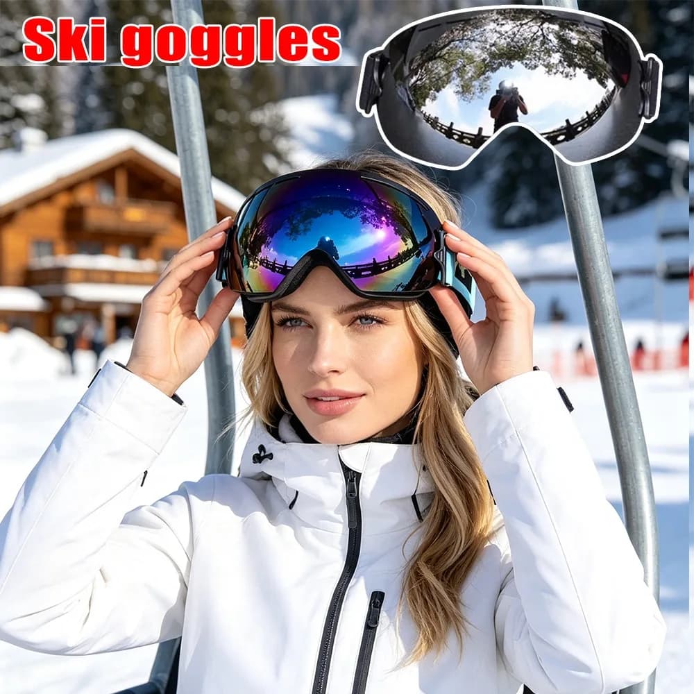 Ski Goggles Over Glasses Large Frame Single Layer Winter Snow Sports Skiing Professional Windproof Snowboard Goggles