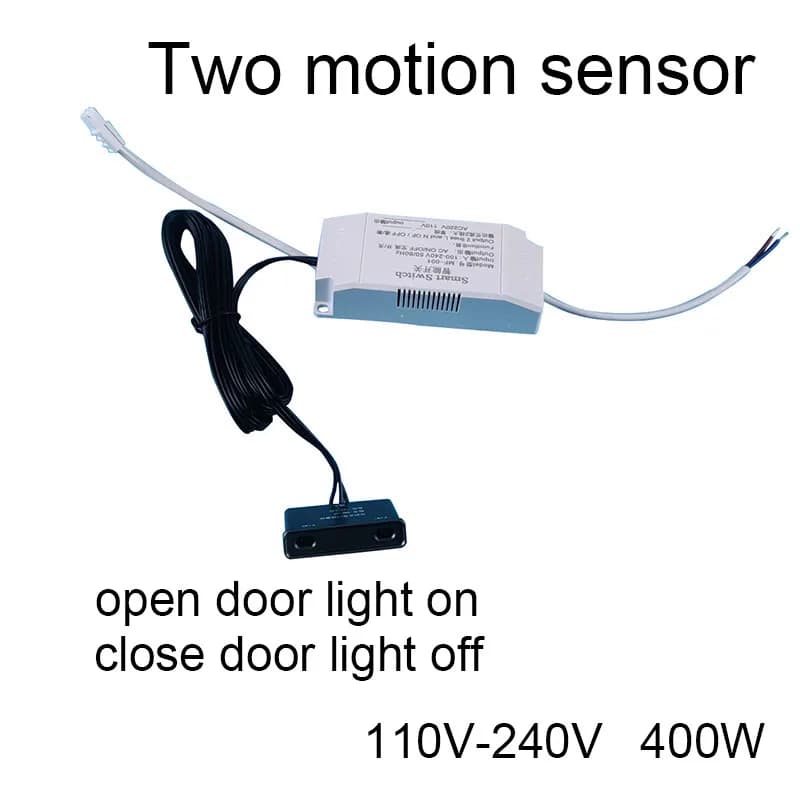 Sensore di movimento 110 V-240 V e interruttore a DUE sensori di movimento: accensione/spegnimento automatico, 400 W max, per armadio/armadio/controllo dell'illuminazione industriale