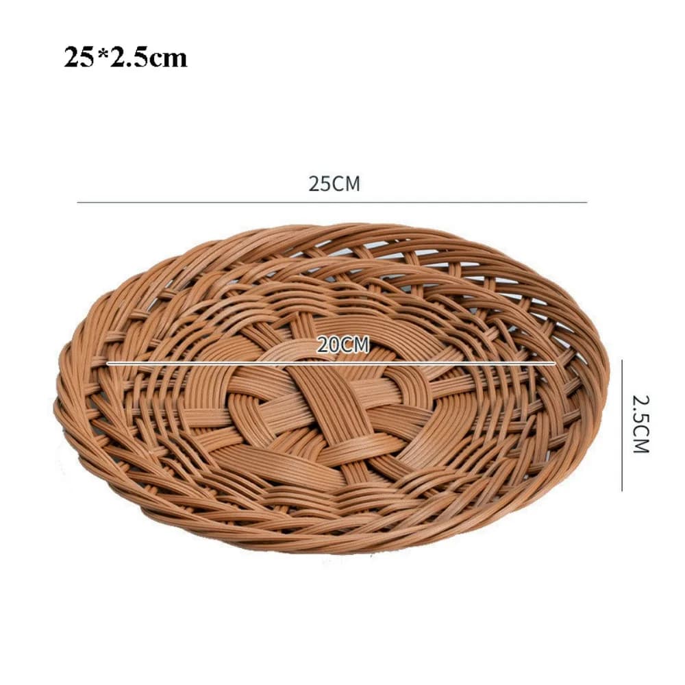 Cesti di Servizio in Rattan Intrecciato Resistente, Piatti per Frutta Secca e Dim Sum in Plastica Intrecciata a Mano, 3 Stili