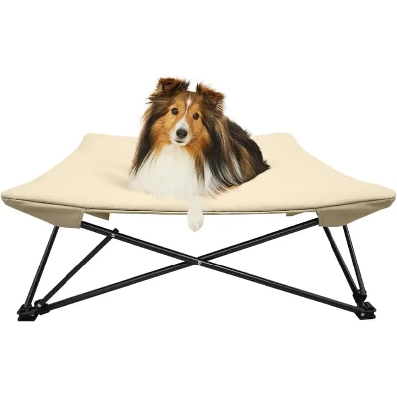 Due altezze in uno, lettino per cani per animali domestici, rete impermeabile, altezza regolabile, interno/esterno (beige, grande)