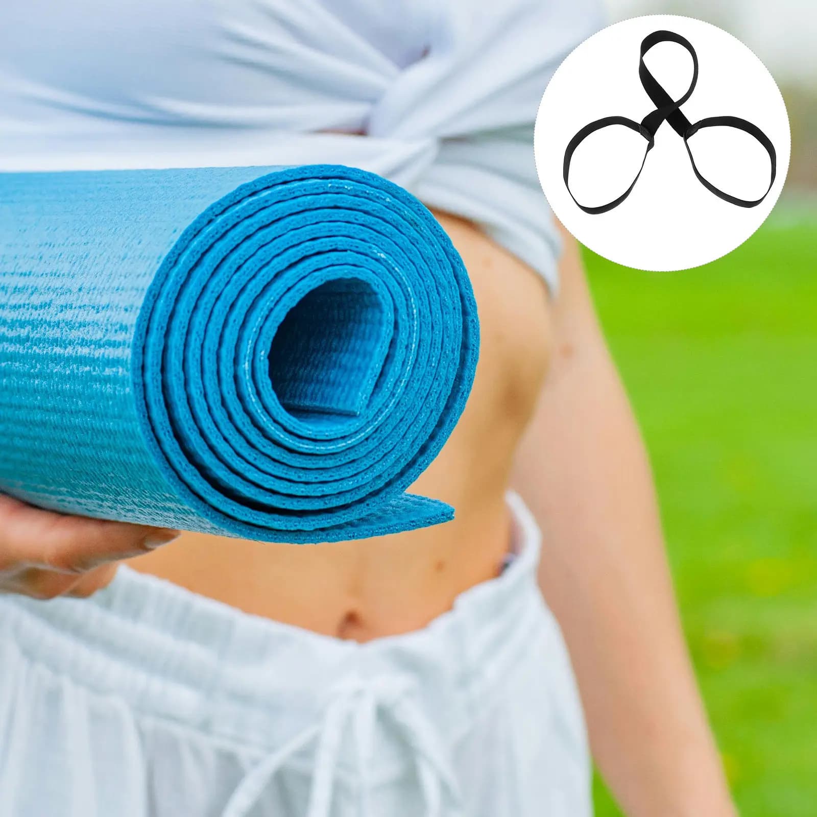 Set di 4 Cinghie Porta Tappetino Yoga Multifunzione per Trasporto, Avvolgimento e Sicurezza del Tappetino Yoga, per Uso Domestico, in Palestra e in Studio