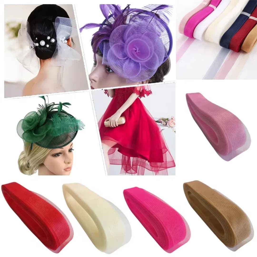 Multi‑Color Crinoline Horsehair Braid Ribbon 50 Yard for Fascinator Hats Wedding Bridal Veil Dance Skirt Making Sewing Supplies