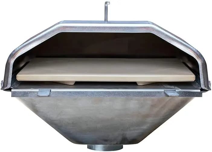 Accessorio di attacco per forno per Pizza in acciaio a legna per griglie modello Daniel fallus/Jim Bowie con pietra quadrata per Pizza argento