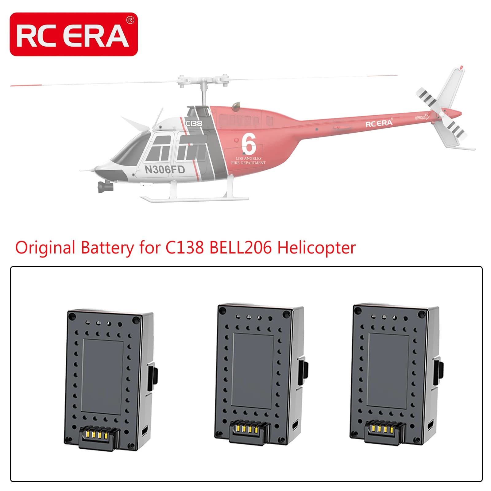 Batteria LiPo originale RC ERA da 7,4 V 350 mAh per pezzi di ricambio per elicotteri RC C138 BELL206