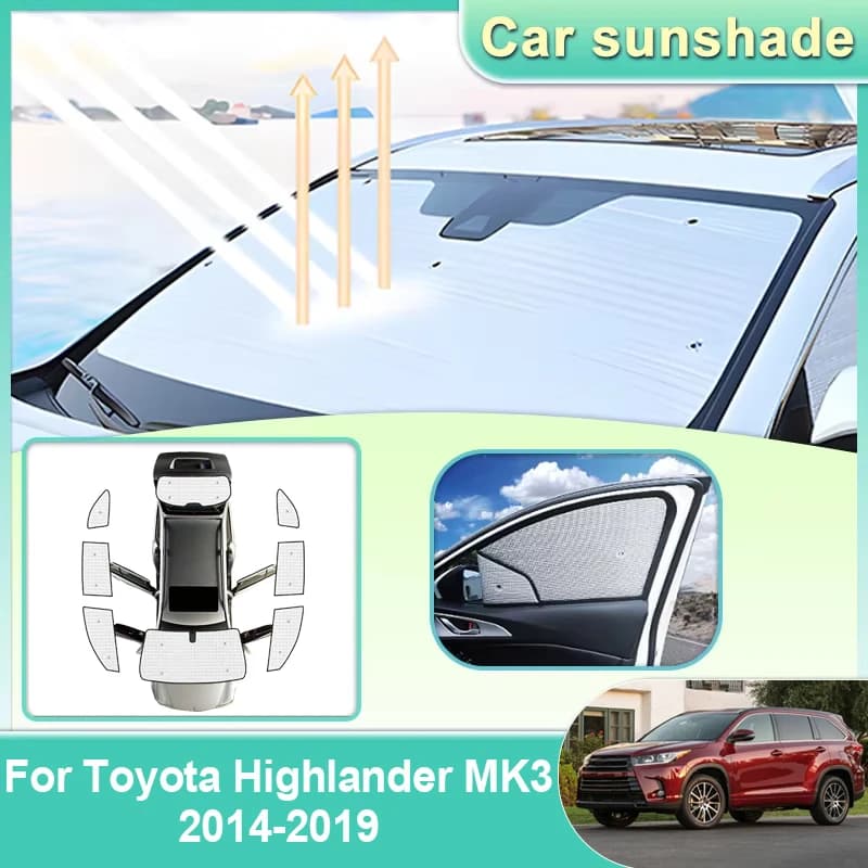 Car Sunshade For Toyota Highlander MK3 2014-2019 Visor Windshield Sunscreen Heat Insulation Sunshade Anti-UV Protection Body Kit