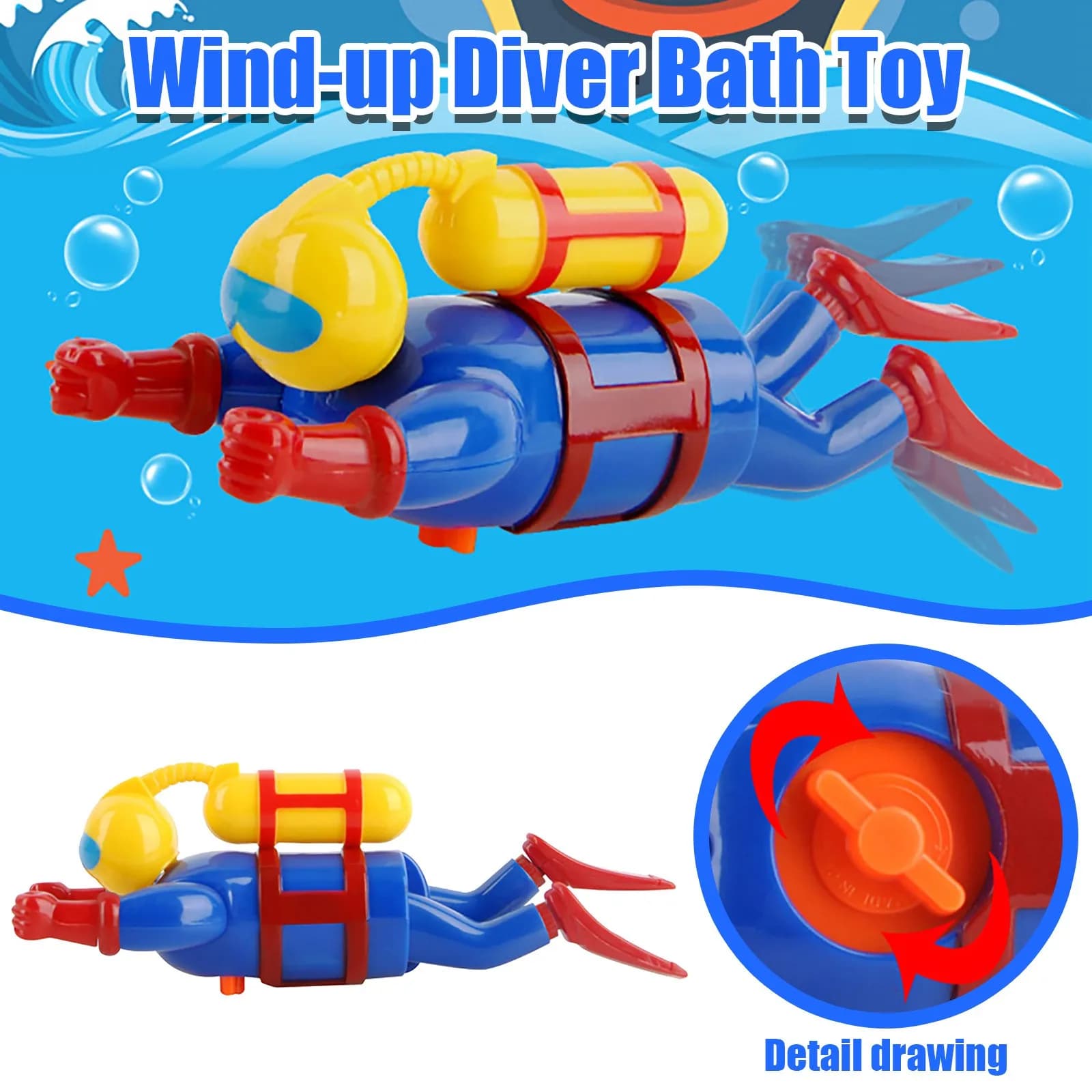 Giocattoli per bambini Catena Diver Giocattoli da bagno Bagno per bambini Giochi d'acqua Bagno Interattivo Divertimento Piccoli regali Gioca a bambola subacquea
