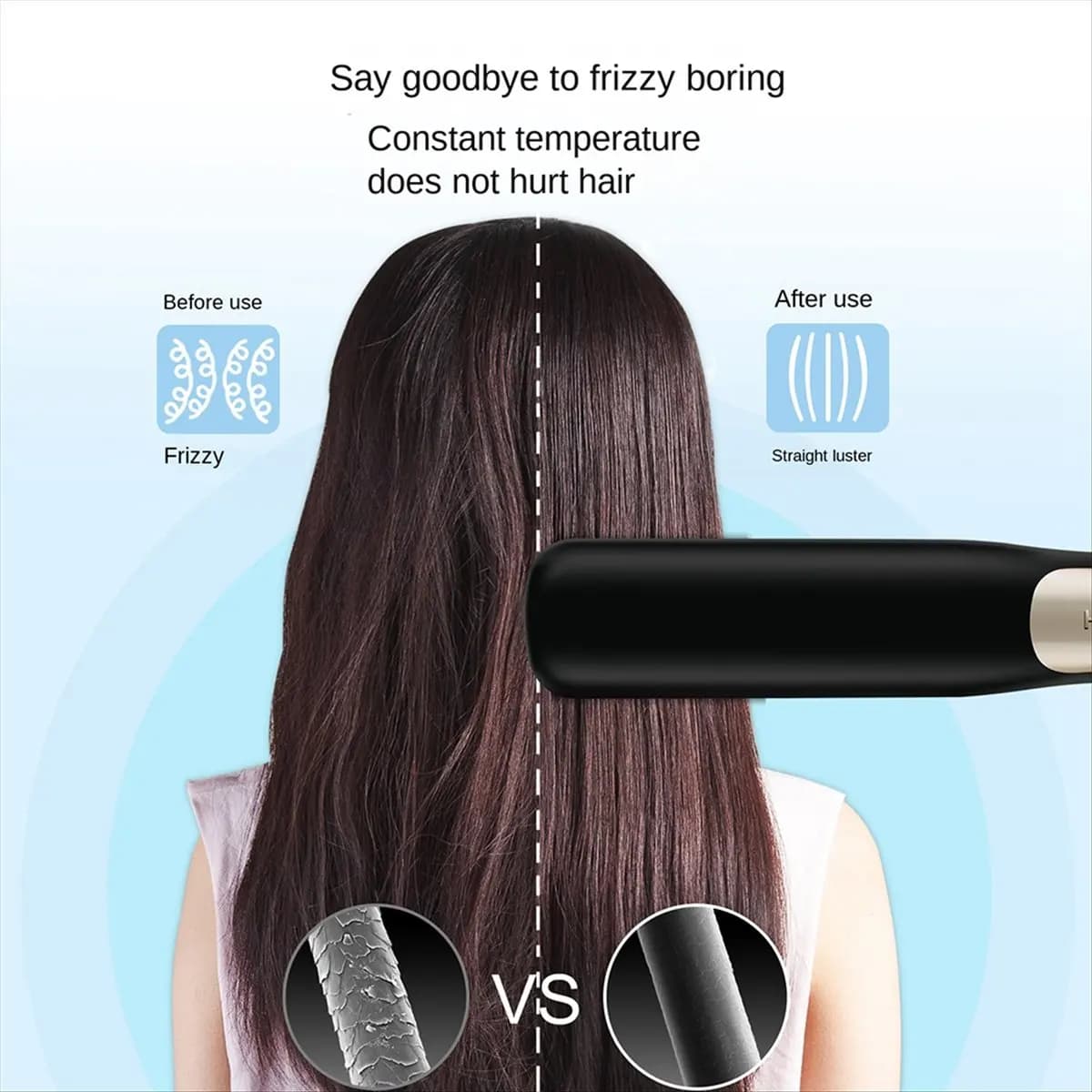 M85K Spazzola per lisciare i capelli senza fili Spazzola elettrica per lisciare i capelli Piastra per barba per pettine riscaldato ricaricabile Nero