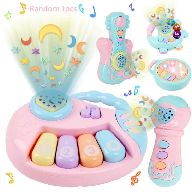 Casuale 1 pz giocattoli musicali educativi per bambini strumento educativo per l'apprendimento pianoforte campana a mano proiettore gioco Montessori regali giocattolo per bambini