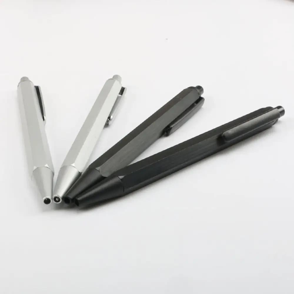 Nuova penna a sfera ricaricabile interamente in metallo di alta qualità con inchiostro nero, tipo pressa, penna per scrittura, design esagonale, penna gel, regalo aziendale