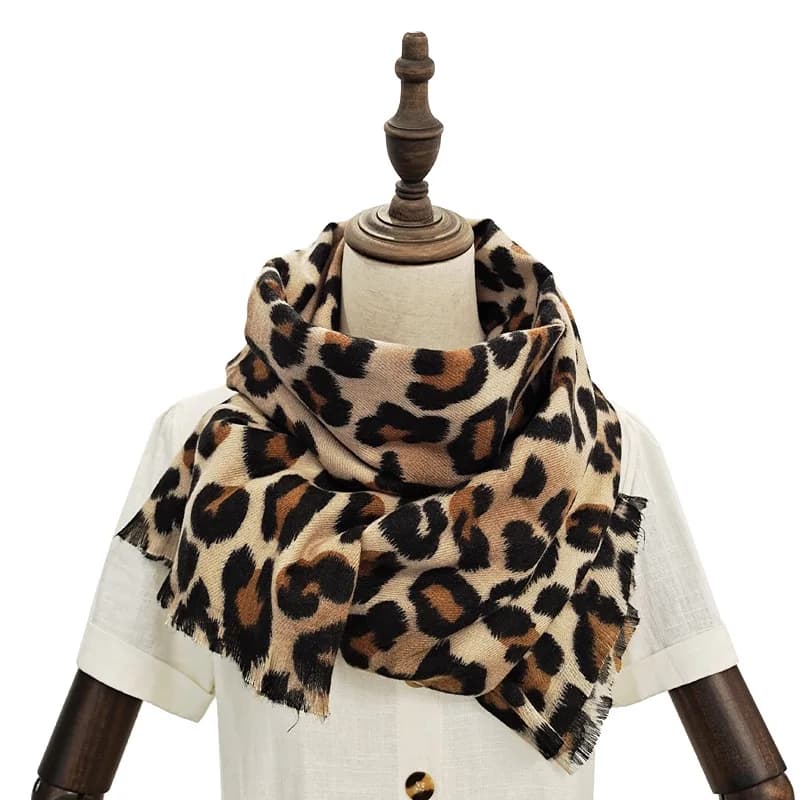 Sciarpa di cachemire spessa di marca di lusso per le donne stampa leopardata Tippet scialle e scialle di Pashmina Designer Bufanda echarge coperta stola