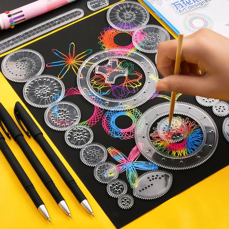 Divertenti giocattoli da disegno spirografo Set Educazione Montessori Giocattoli con righello geometrico Accessori da disegno Giocattolo educativo creativo per bambini