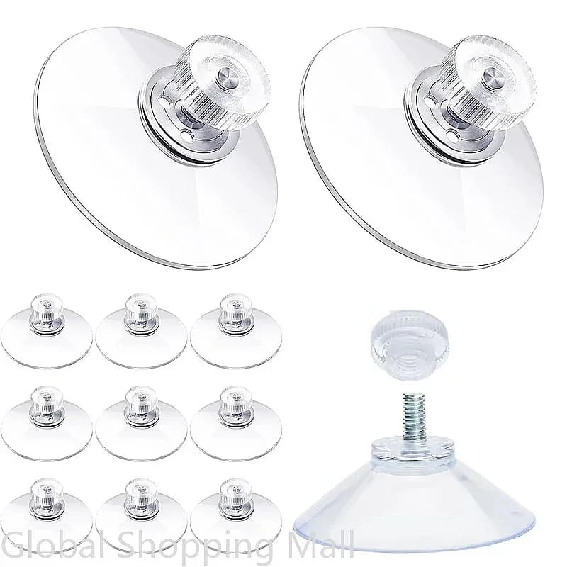 5/10Pcs Suction Cup Hooks with Screw Nut 25/32/41/53mm Clear Sucker Pads Strong Adhesive Suction Holder for Glass Bathroom Door