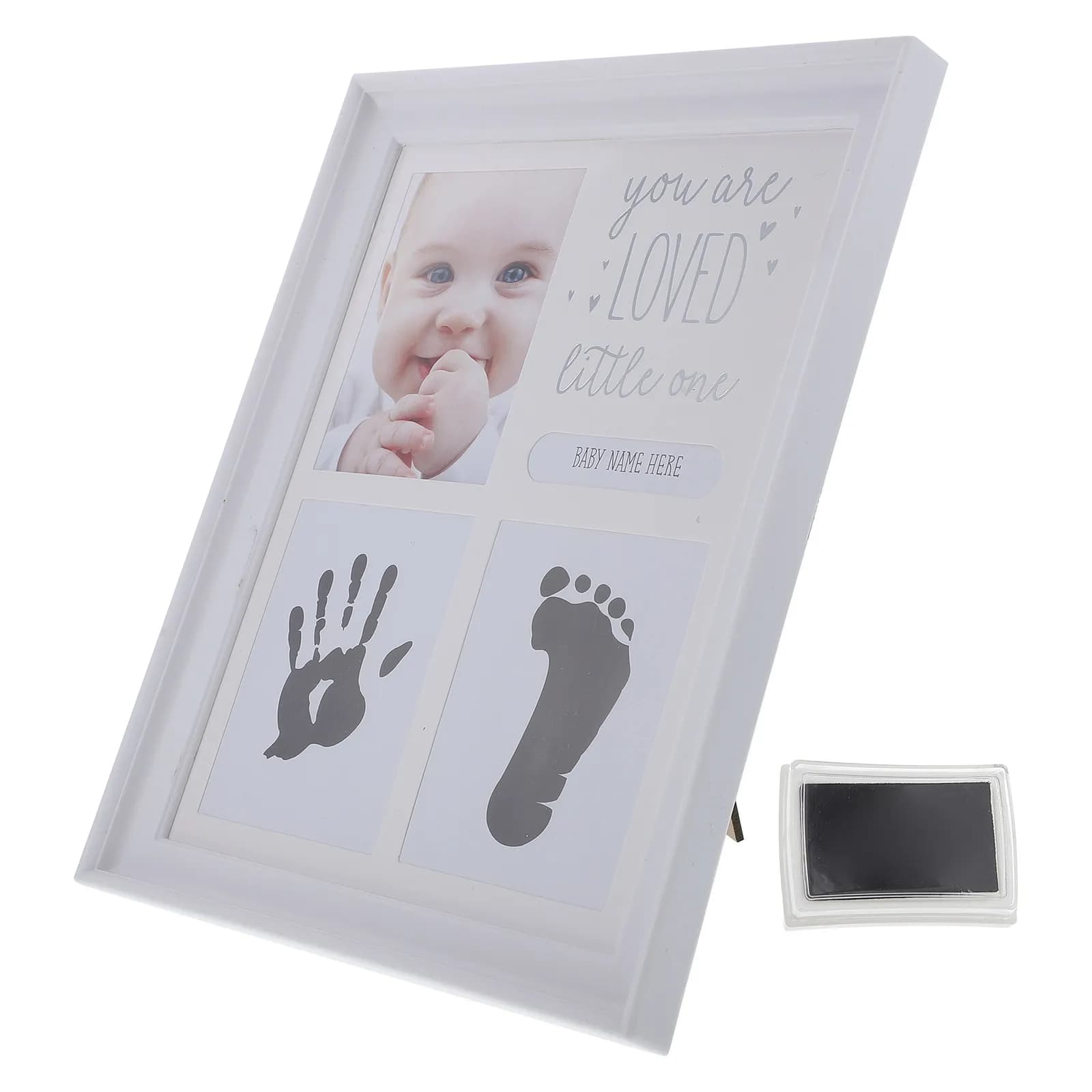 1Set Infant Handprint Footprint Picture Frame with Built-in Inkpad for DIY Baby Keepsake Newborn Baptism Gift